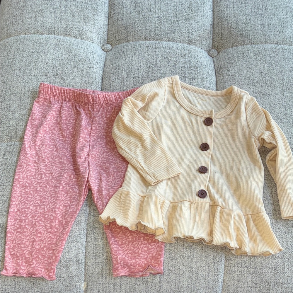 Kids Cream and Pink Matching Set